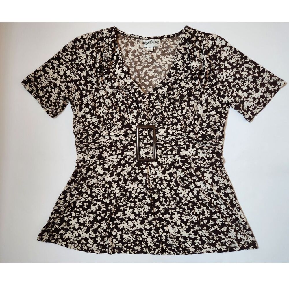 Danny & Nicole Women’s 6 Dressy Short Sleeve Blouse Polyester Spandex